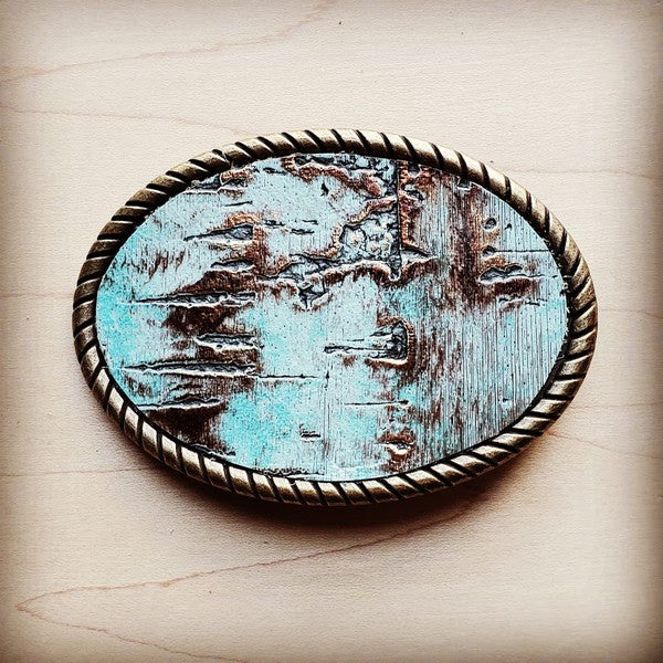 Rope Edge Turquoise Metallic Belt Buckle