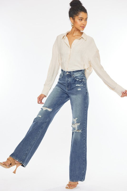 Kan Can USA Ultra High Rise Distressed 90's Flare