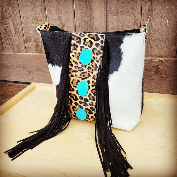 Tejas Leather with Leopard & Triple Turquoise