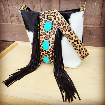 Tejas Leather with Leopard & Triple Turquoise