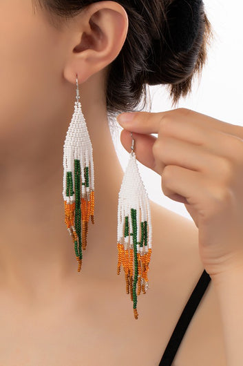 Cactus in desert seed bead earrings