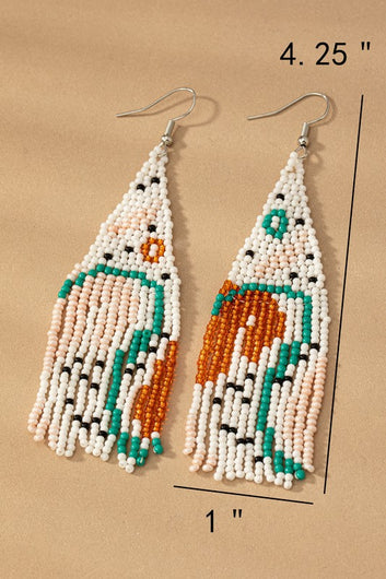 Abstract Boho Fringe Beaded Earrings