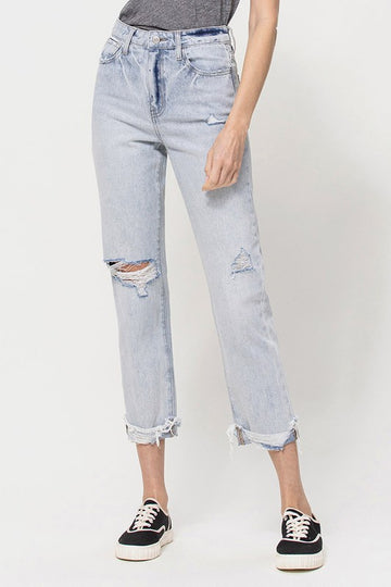 VERVET by Flying Monkey Super High Relaxed Cuffed Straight Jean