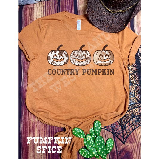 Country Pumpkin Cow Print Halloween Graphic Tee