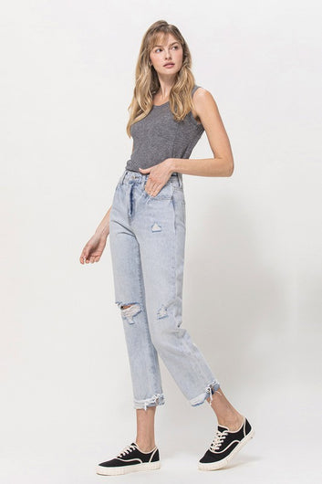 VERVET by Flying Monkey Super High Relaxed Cuffed Straight Jean