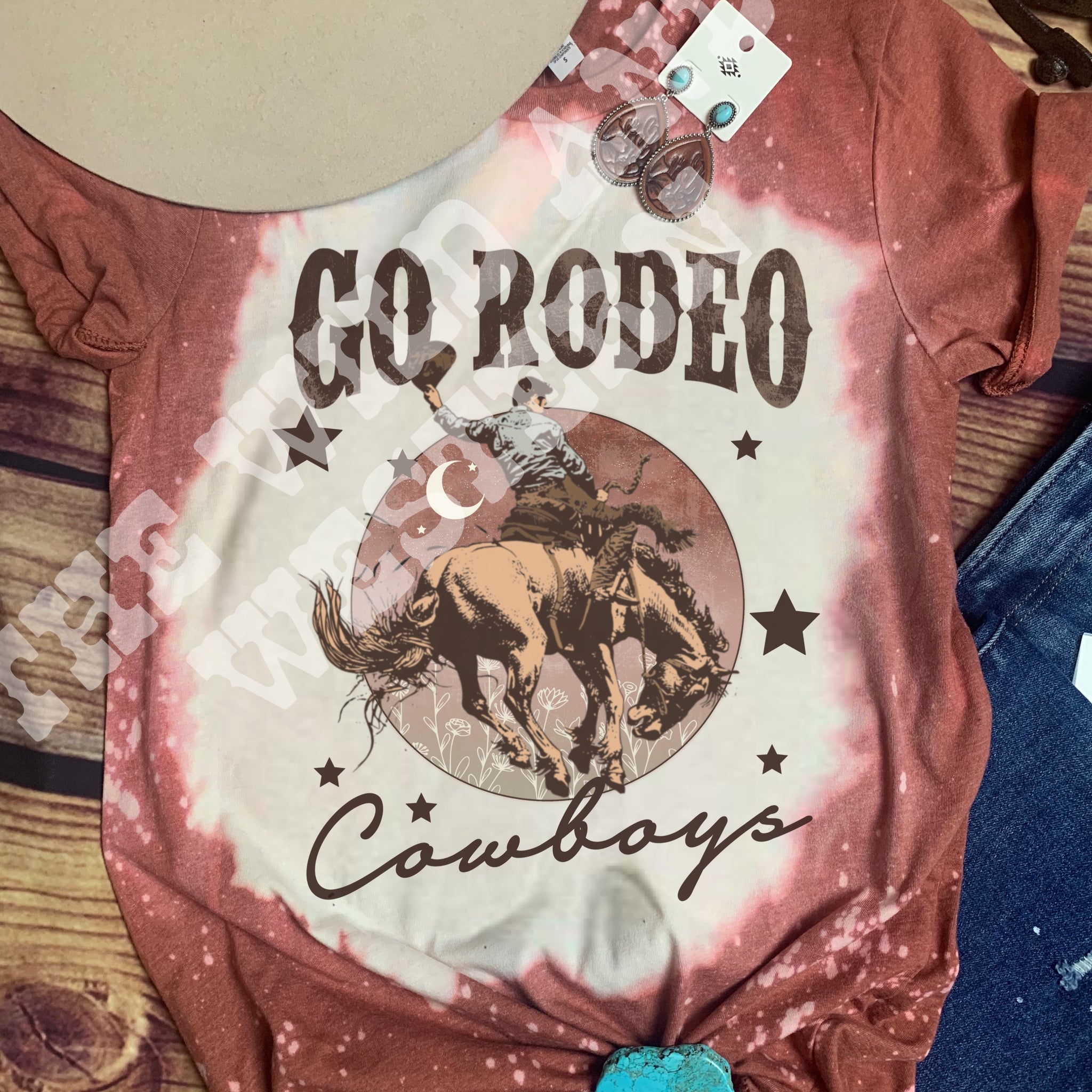 Go Rodeo Cowboys Bleached Tee