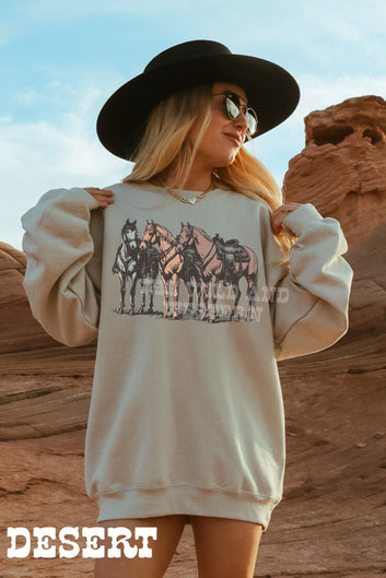 Western Horses Crewneck Sweatshirt