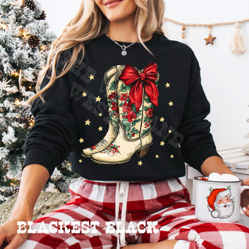 Christmas Cowboy Boots Crewneck Sweatshirt