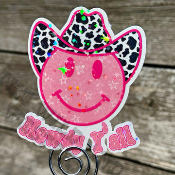 Howdy Y'all Cowgirl Smile Holographic Sticker
