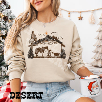 Praying Cowboy Christmas Faith Crewneck Sweatshirt