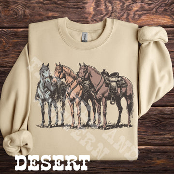 Western Horses Crewneck Sweatshirt