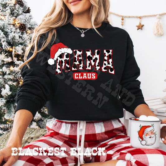 Mama Claus Cow Print Crewneck Sweatshirt