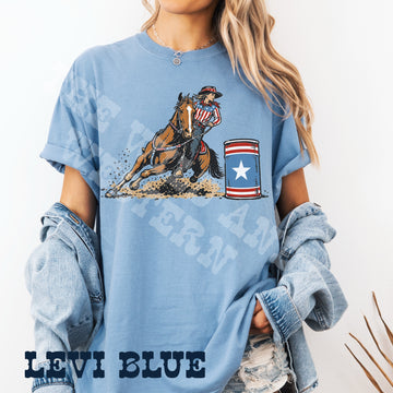 4th of July American Barrel Racer Comfort Colors Tee
