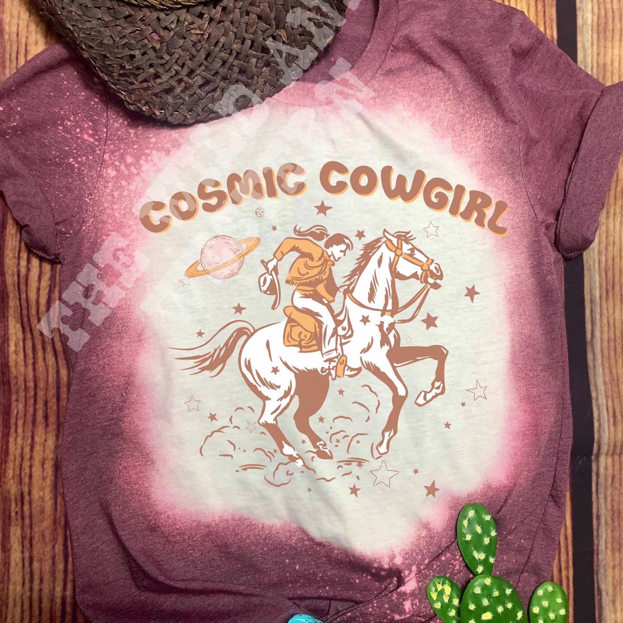 Cosmic Cowgirl  Bleached Tee