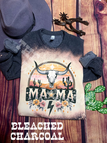 MAMA Western Steer Bleached Crewneck