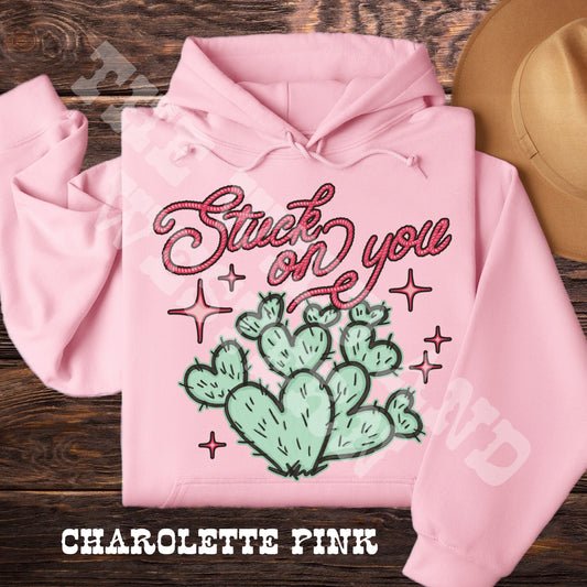 Stuck On You Valentines Cactus Hoodie