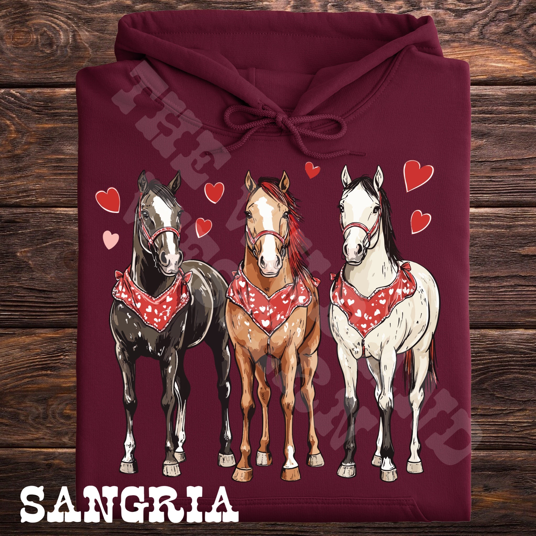 Valentines Horses Heart Hoodie