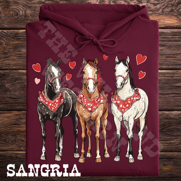 Valentines Horses Heart Hoodie