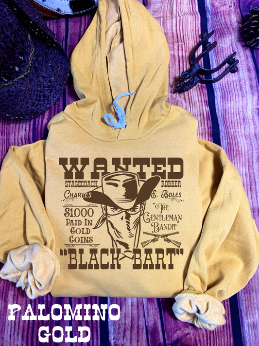 Wanted Black Bart Western Hoodie