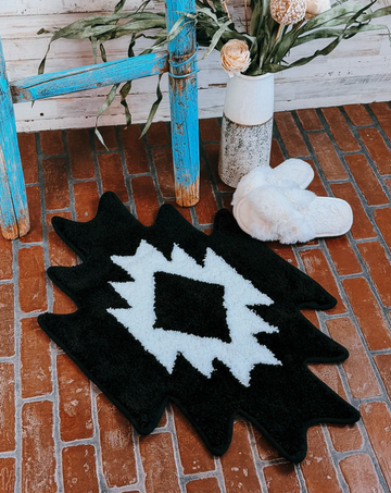 Black/ White Aztec Bath Mat